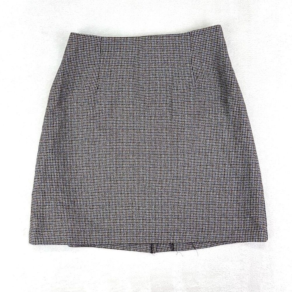 Vintage Skirt Womens 5‎ Brown Houndstooth Mini Academia Y2K 90s Grunge Punk USA